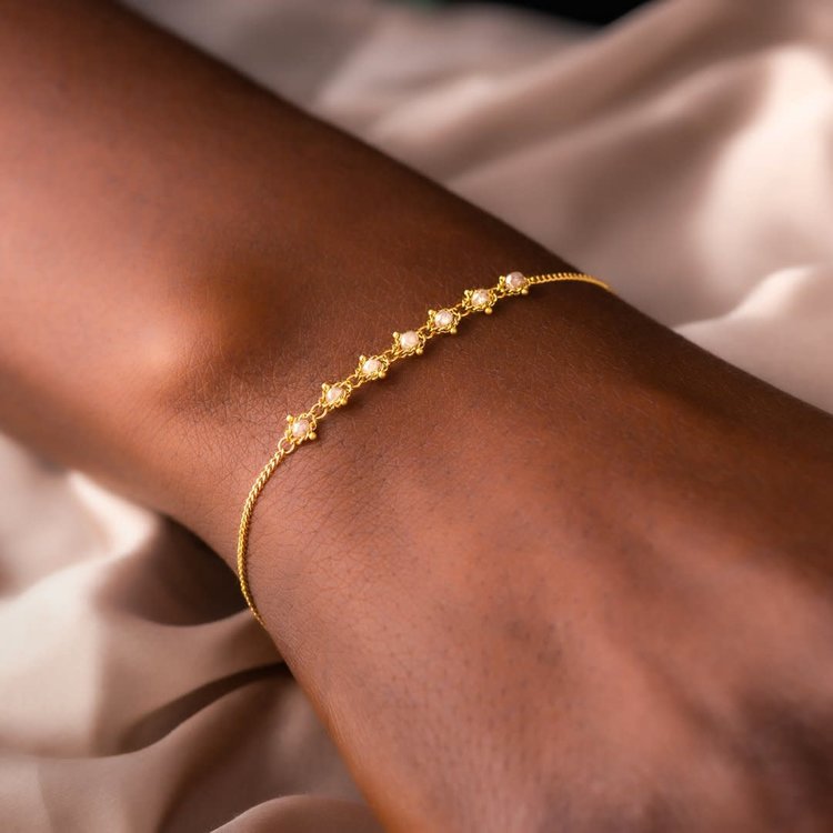 Amali Silver Diamond Textile Station Bracelet