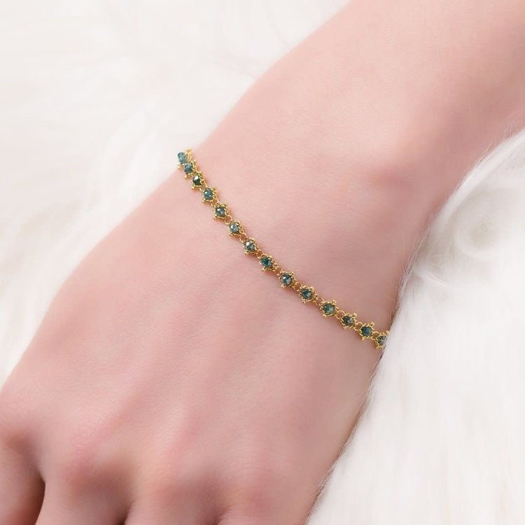 Amali Blue Diamond Full Textile Bracelet