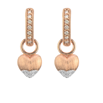 Jude Frances Rose Gold Puffy Pave Heart Charm - Single