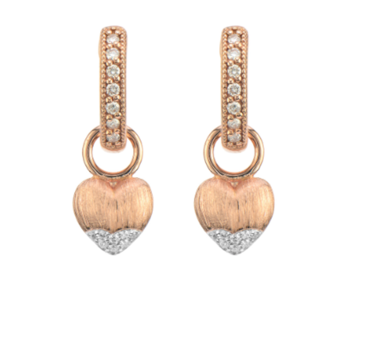 Jude Frances Rose Gold Puffy Pave Heart Charm - Single