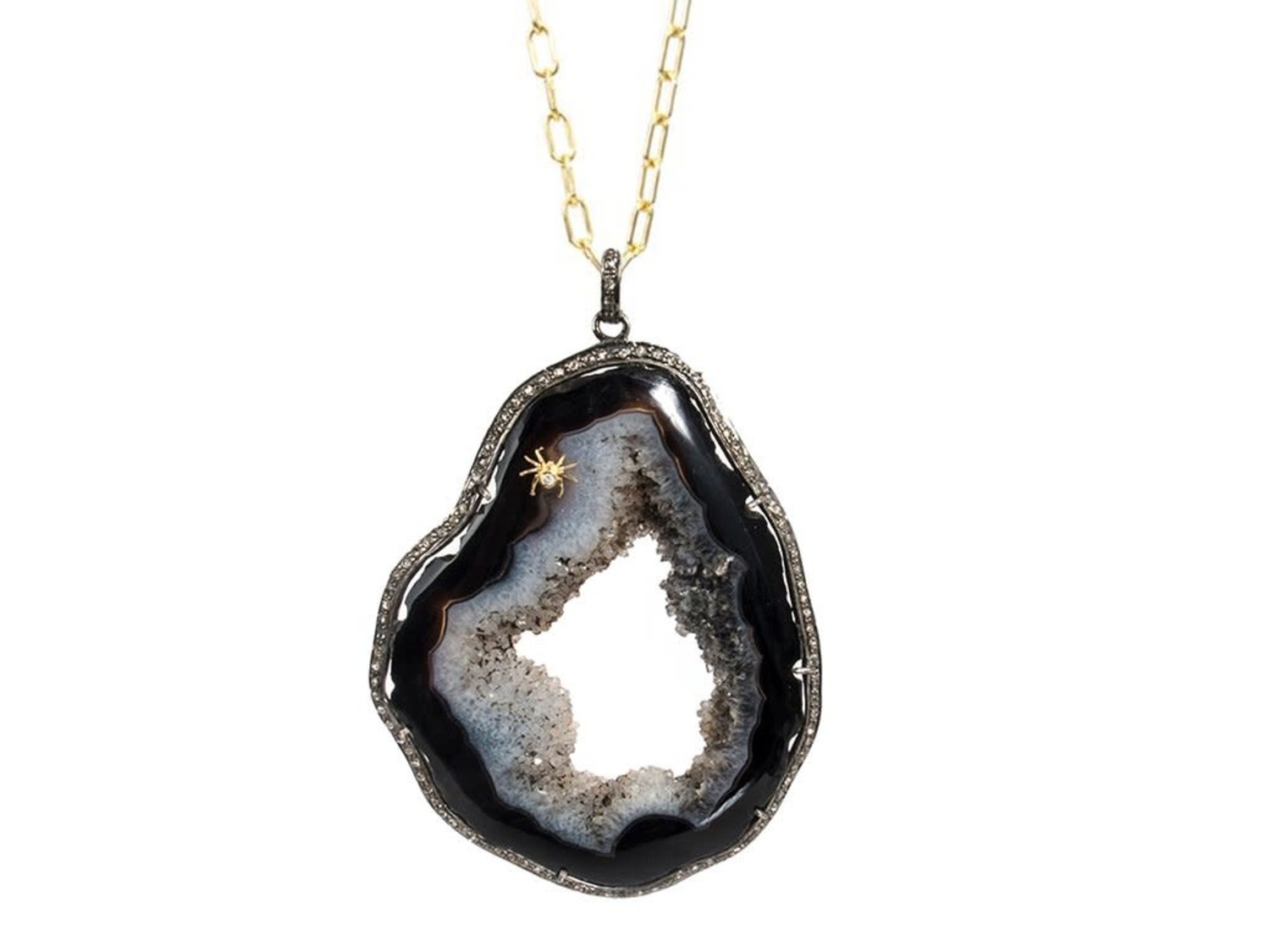 Open Black \u0026 Grey Agate Diamond Spider 