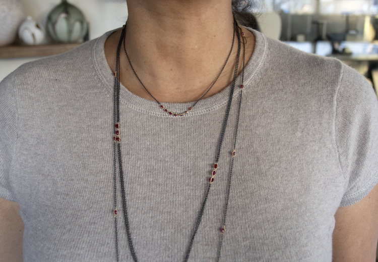 Amali Ruby Textile Station Oxidized Necklace