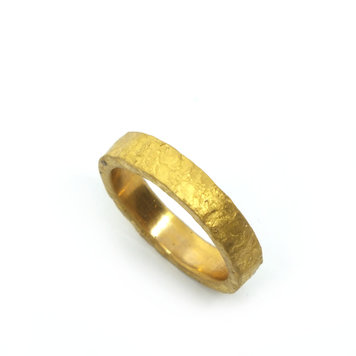 TAP Yellow Gold Rustic Hammered Band