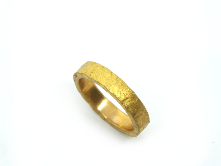 TAP Yellow Gold Rustic Hammered Band