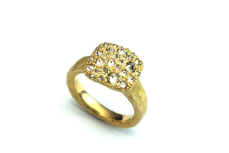 TAP Amorphous Yellow Gold Diamond Crater Ring