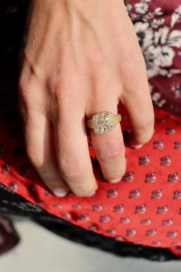 TAP Amorphous Yellow Gold Diamond Crater Ring