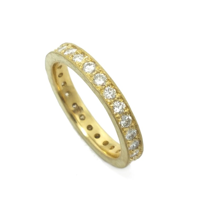 TAP Yellow Gold Eternity Hammered Edge Band