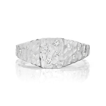 Dana Bronfman 18k White Gold and Diamond Signet Ring