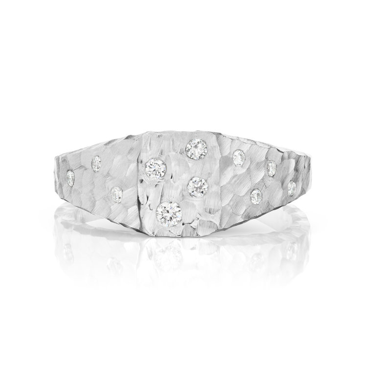 Dana Bronfman 18k White Gold and Diamond Signet Ring