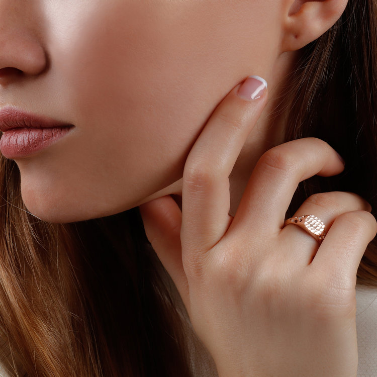 Dana Bronfman Cushion Top Oculus Rose Gold Signet Ring