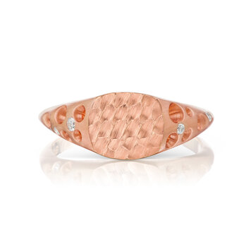 Dana Bronfman Cushion Top Oculus Rose Gold Signet Ring