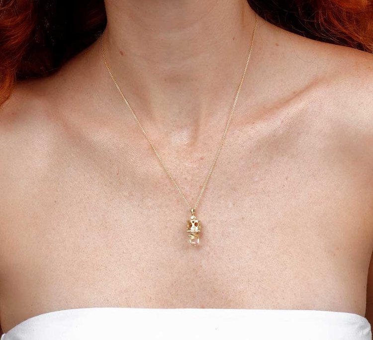 Dana Bronfman Rutilated Quartz and Diamond Bullet Talisman Pendant Necklace