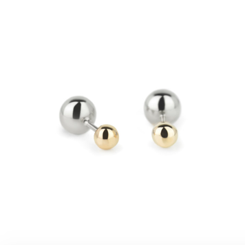 Elements by E79 Rose Gold and Sterling Silver Screw Stud Earrings