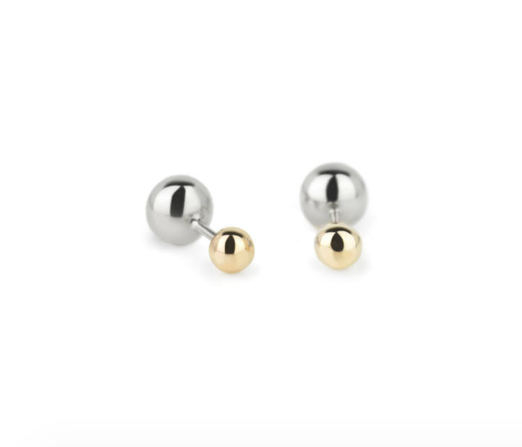 Elements by E79 Rose Gold and Sterling Silver Screw Stud Earrings