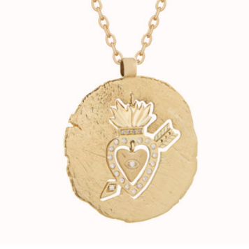 Celine d'Aoust Twin Flame Hearts and Diamond Necklace