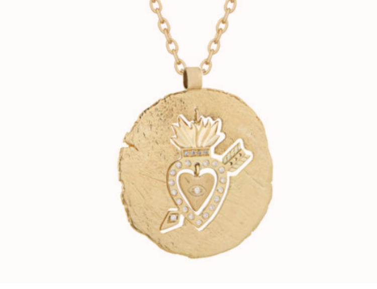 Celine d'Aoust Twin Flame Hearts and Diamond Necklace