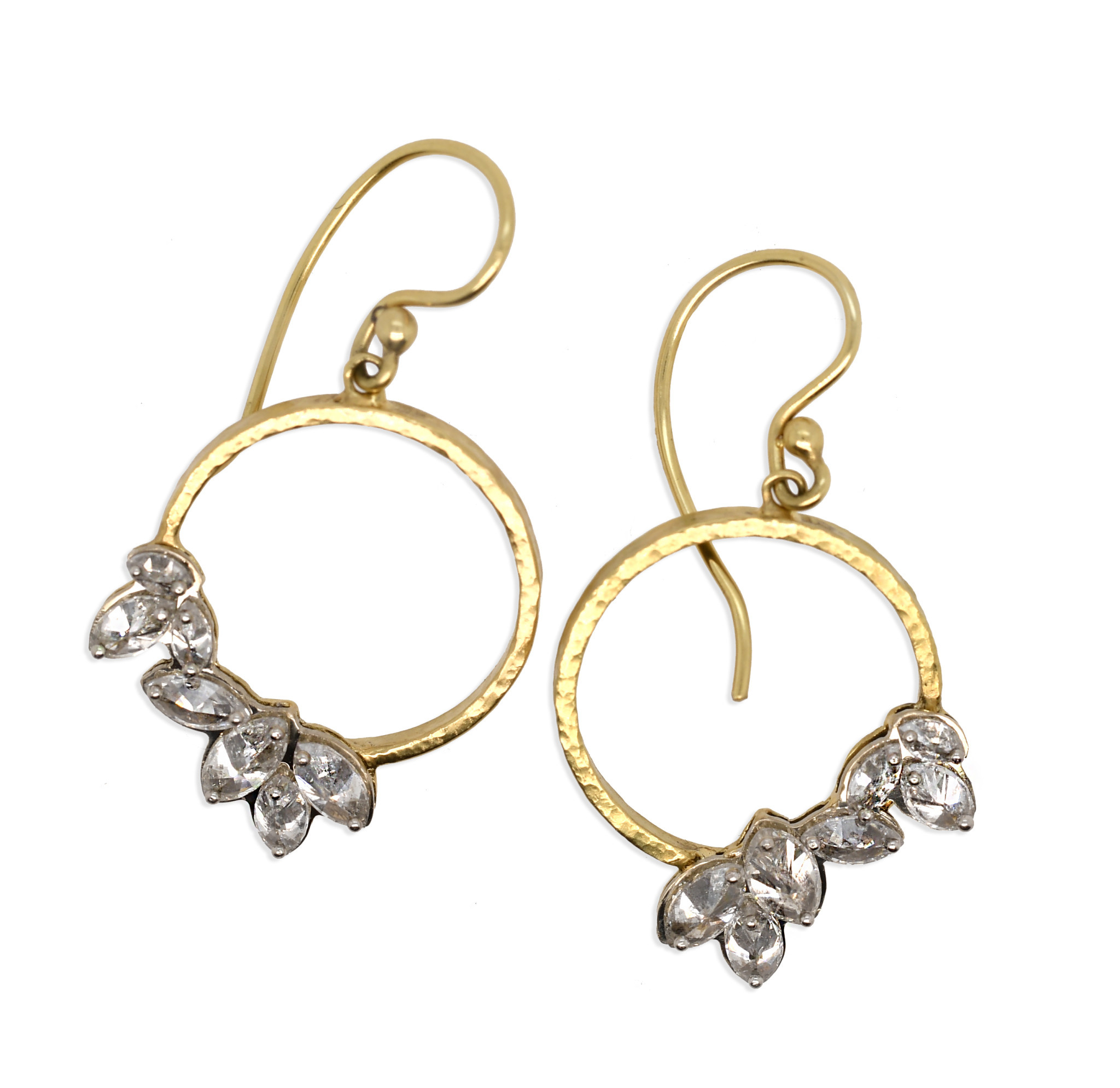 Jeweriche Imitation Gold Color Fancy Round Design Gola Stone Earrings