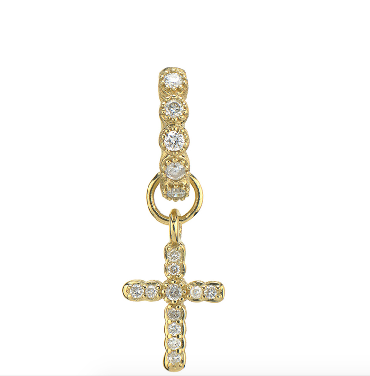 Jude Frances Yellow Gold Diamond Cross Single Charm