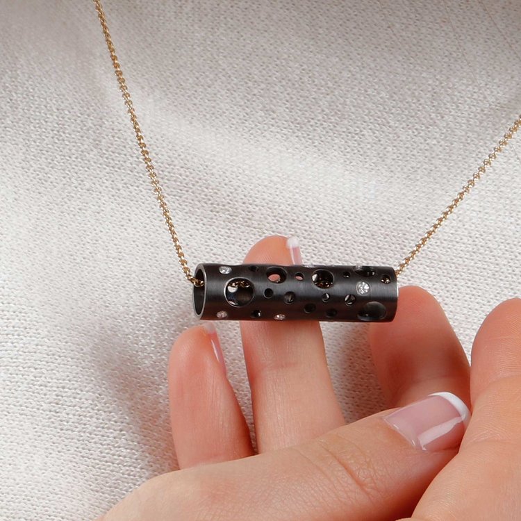 Dana Bronfman Diamond and Black Rhodium Plated  Sterling Silver Holly Pendant