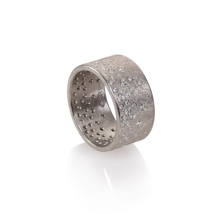 Men's Raw Diamond Cube and Palladium Ring - Element 79