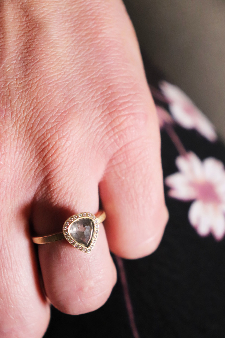 Todd Reed Grey Pear Shaped Diamond Halo Ring