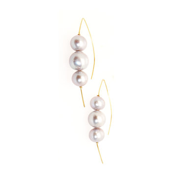 Elements by E79 Silver Triple Pearl Earrings