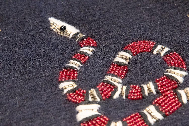 Blue Beaded Snake Cashmere Throw