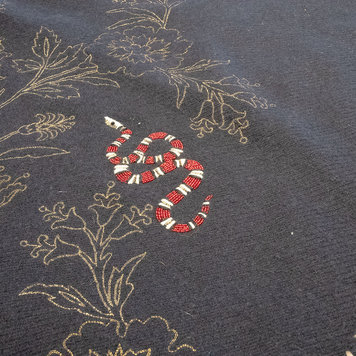 Blue Beaded Snake Cashmere Throw