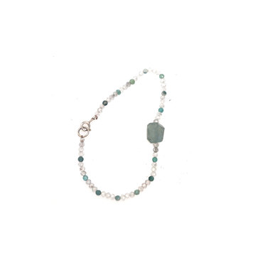Elements by E79 White Zircon, Aquamarine, and Silver Bracelet