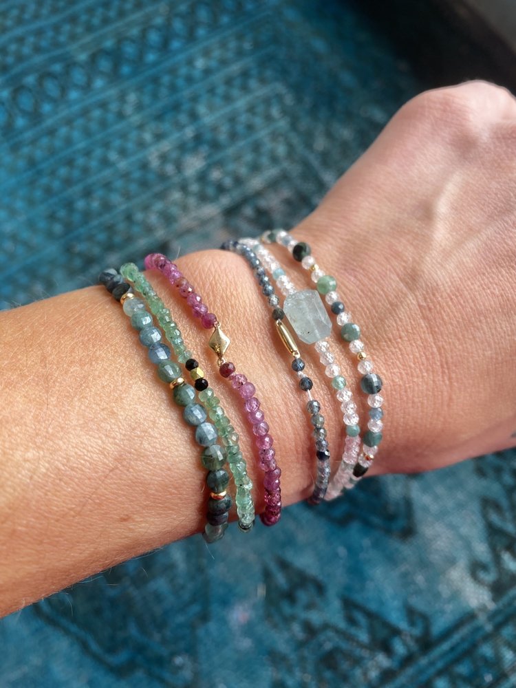 Elements by E79 Emerald, Black Spinel and Gold Bracelet