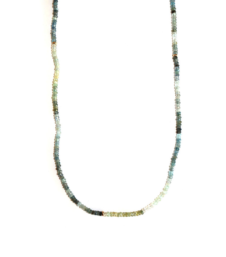 Elements by E79 Moss Aquamarine Beaded Necklace
