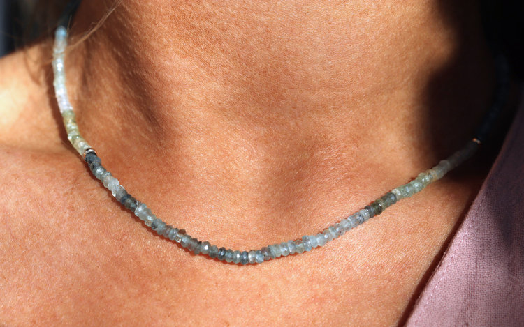 Elements by E79 Moss Aquamarine Beaded Necklace