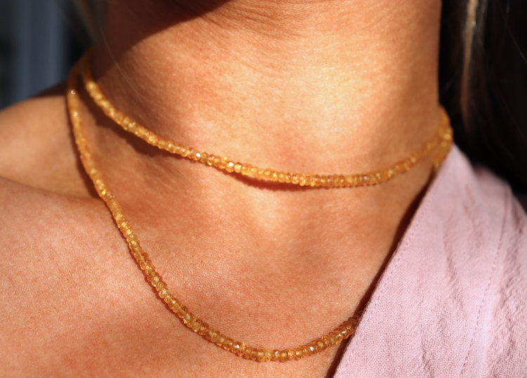 Elements by E79 Yellow Songea Sapphire Beaded Necklace