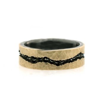 TAP Yellow Gold Band with Inverted Black Diamonds