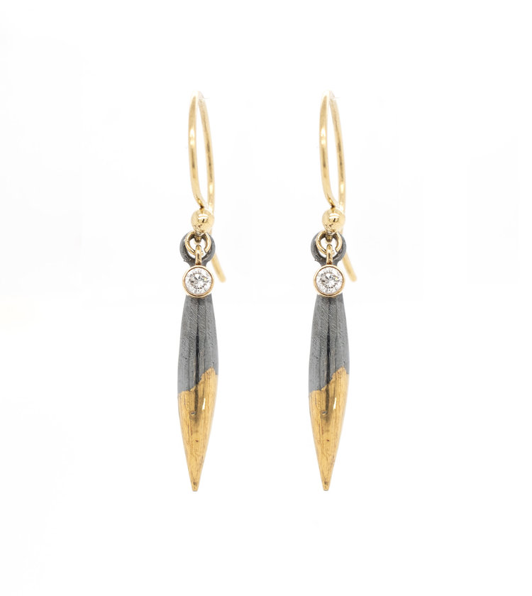 CFJ Fusion Quill Earrings on 18k Hoops w Diamonds