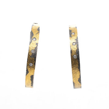 CFJ Fusion 2" Wide Hoops w 24k Applied Gold and Diamonds