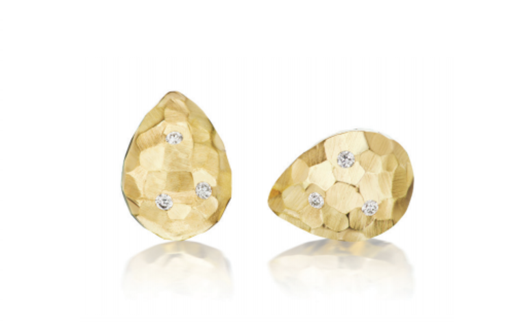 Dana Bronfman Pear Shaped Hammered Studs