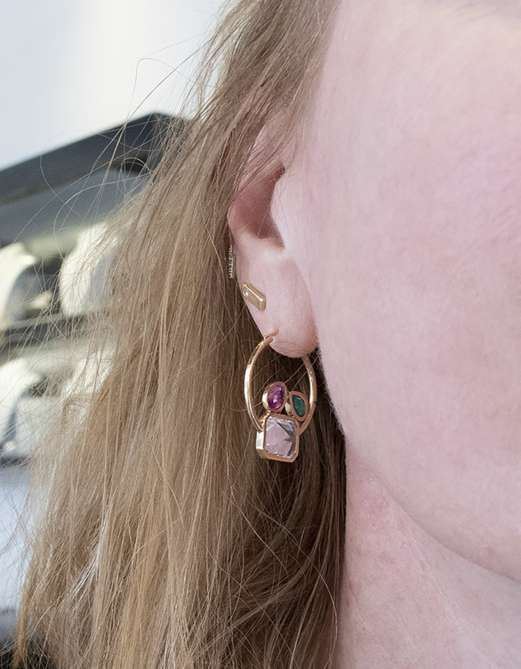 Leslie Paige Varying Stone and Gold Medium Cluster Hoops