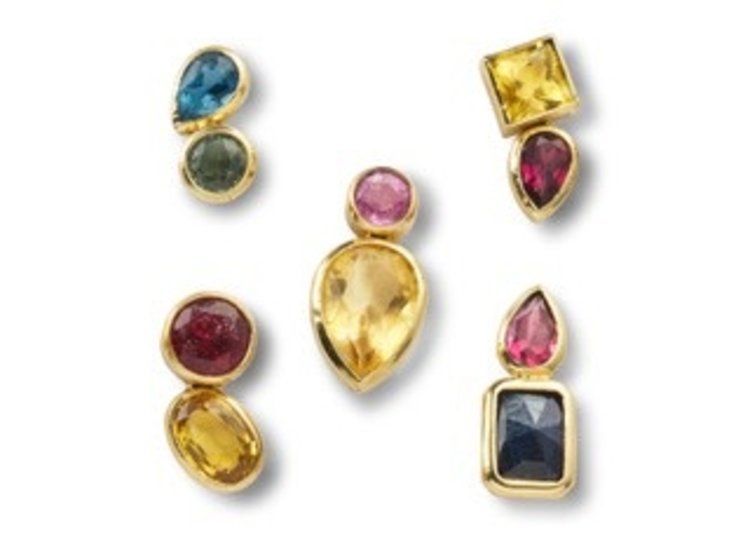 Leslie Paige Two-Stone Garnet and Blue Sapphire Single Stud Earring