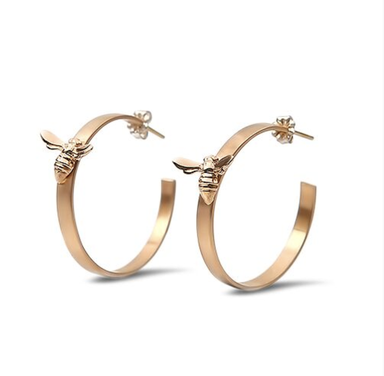 CFJ Bees Tiny Bee Hoops / Gold