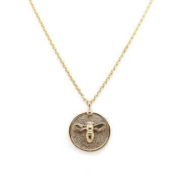 CFJ Bees 14k Gold Tiny Bee Medallion Pendant