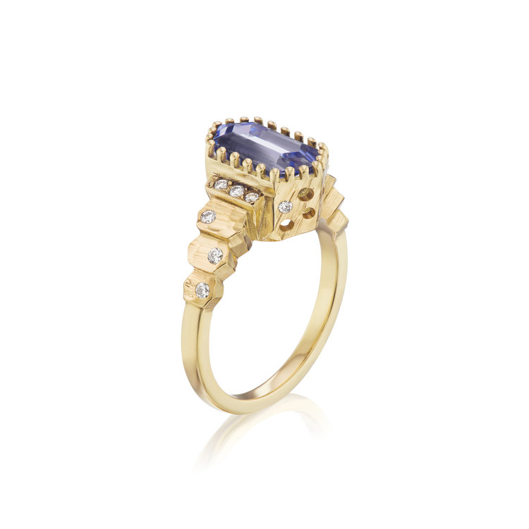 Dana Bronfman Hexagonal Blue Sapphire Ring
