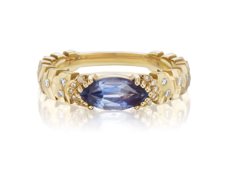 Dana Bronfman East-West Blue Sapphire Marquise Agra Ring