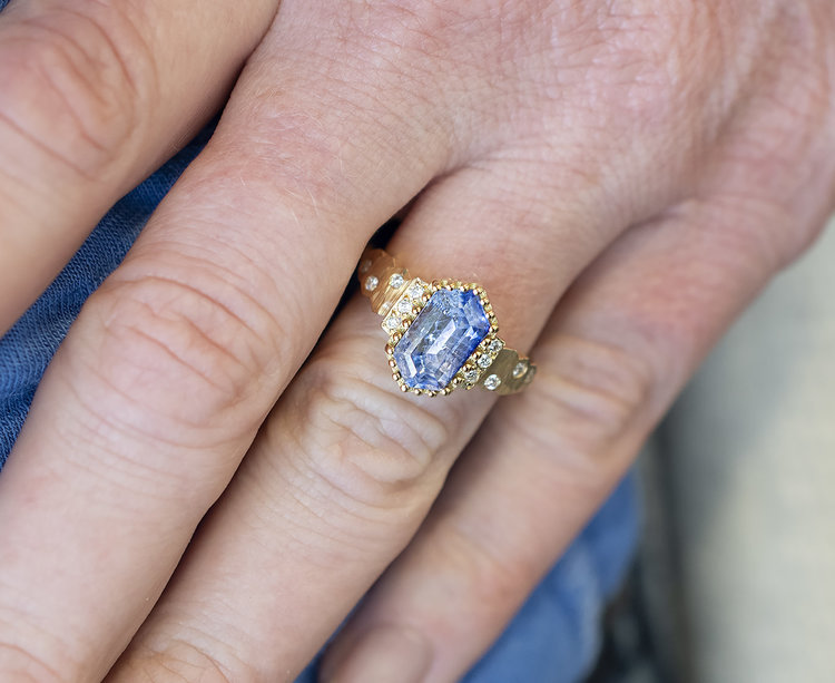 Dana Bronfman Hexagonal Blue Sapphire Ring