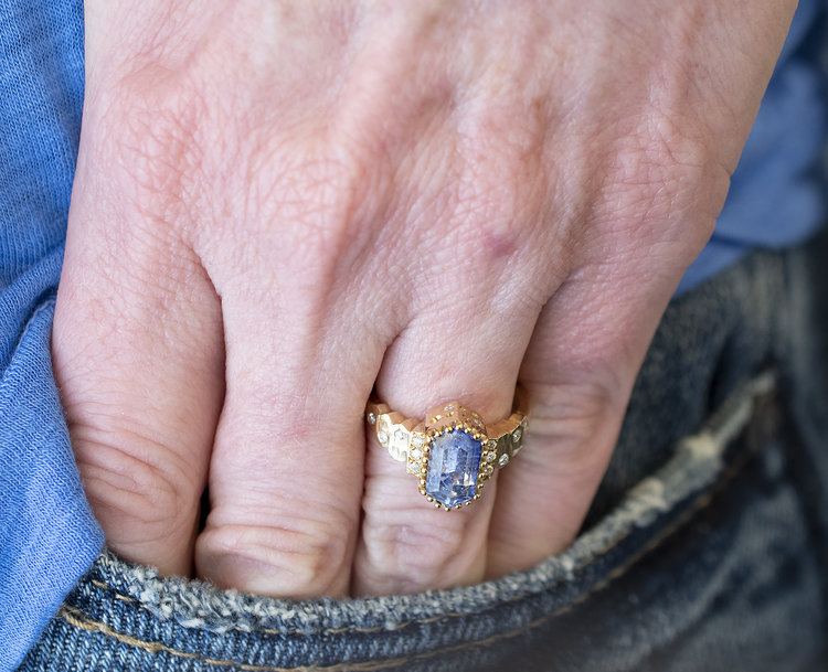 Dana Bronfman Hexagonal Blue Sapphire Ring
