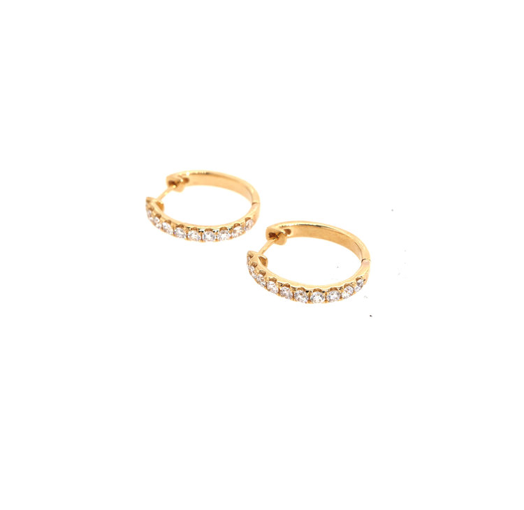 Elements by E79 Yellow Gold Diamond Huggie Earrings .88ct
