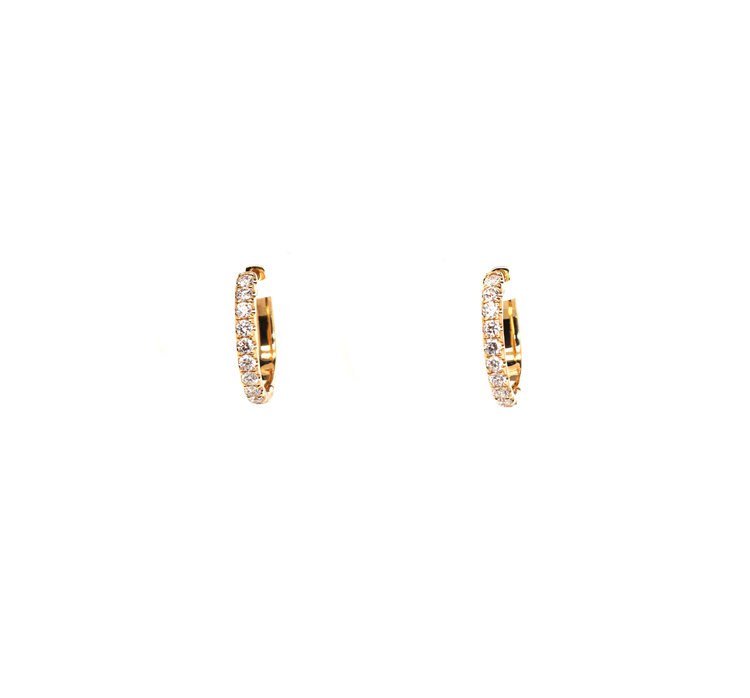 Elements by E79 Yellow Gold Diamond Huggie Earrings .88ct