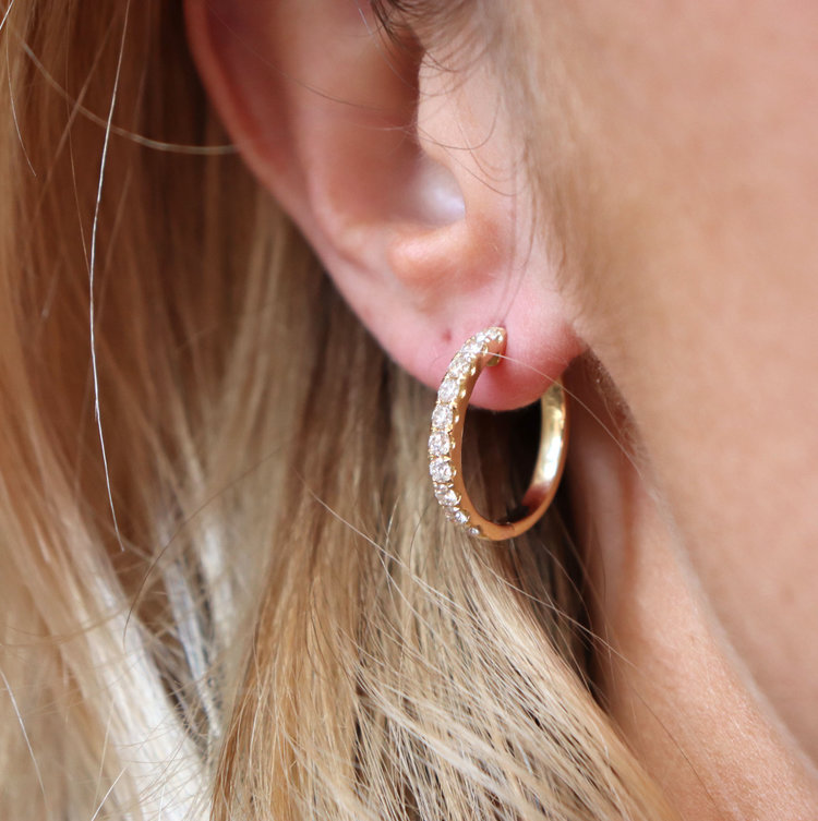 Elements by E79 Yellow Gold Diamond Huggie Earrings .88ct