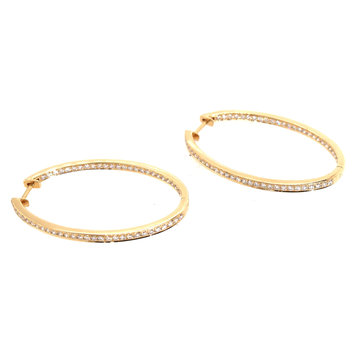 Elements by E79 Yellow Gold Oval Inside Outside Oval Hoops