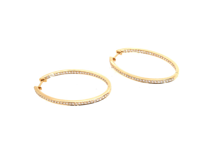 Elements by E79 Yellow Gold Oval Inside Outside Oval Hoops